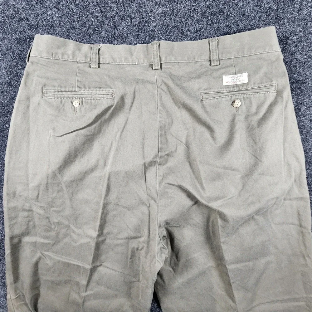 Polo Ralph Lauren Andrew Pant Mens 38x32 Khaki Olive Brown Pleated Chino‎ Pants